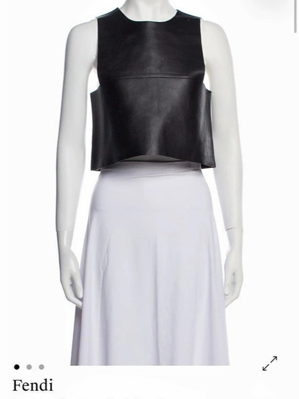 Fendi Lamb Leather Crew Neck Crop Top Crop Top in Black Small Like New
